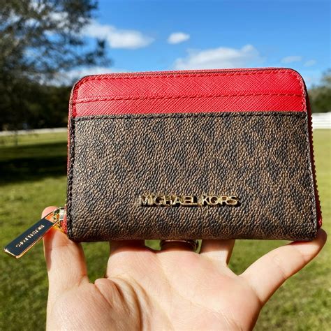 michael kors red and brown wallet|mk wallet brown.